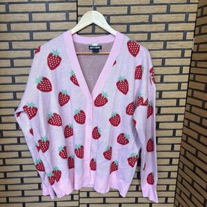 Hot Topic Pink Cardigan with Strawberry Design